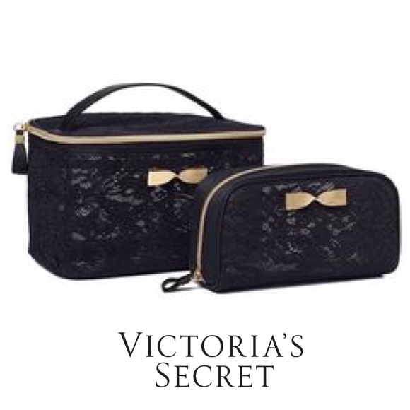 Victoria's Secret Handbags - Victoria’s Secret Lace Train Case Cosmetic Bag Set